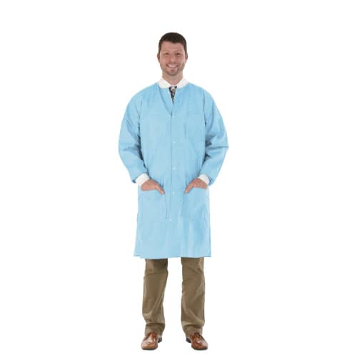 Medicom SafeWear High Performance Lab Coat, Soft Blue, Medium, SMS 45 gsm, 3 Pockets, Snap Front, 12/Pk, 8112-B thumbnail 10