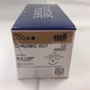 Look Plain Gut Absorbable Suture, 5-0, 18"/45 cm, C3 Precision Reverse Cutting Needle, 13 mm 3/8 Circle, 12/Pk, 596B thumbnail 6