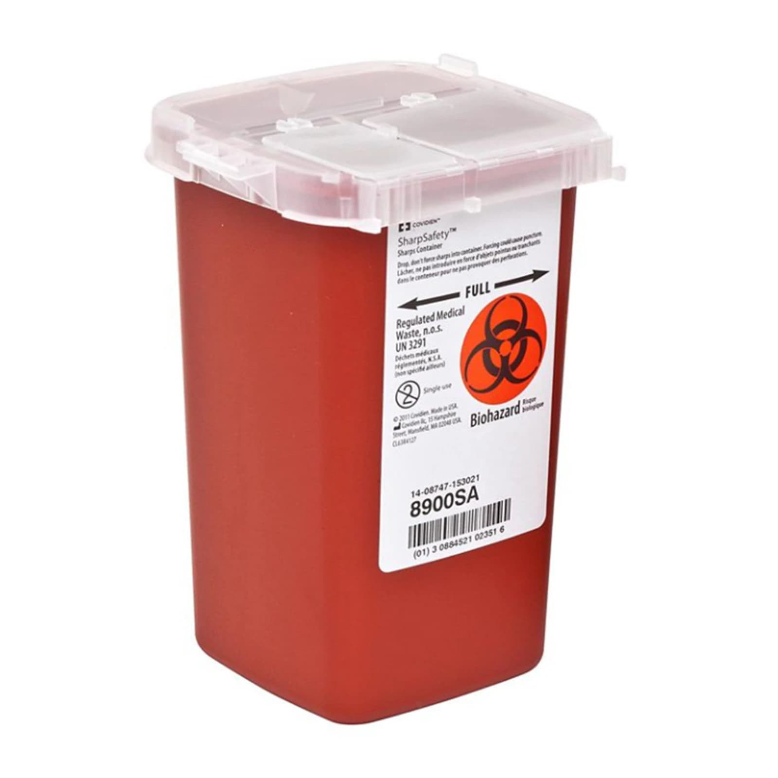 SharpSafety Phlebotomy Sharps Container, 1 Quart, Red, Translucent Sliding Lid, 1/Pk, 8900SA thumbnail 7