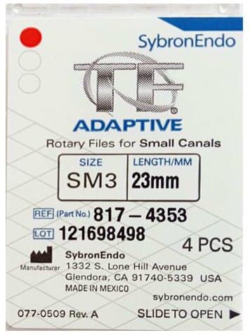 TF Adaptive Nickel-Titanium Rotary Files, SM3, 23 mm, Red, 4/Pkg, 817-4353 thumbnail 14