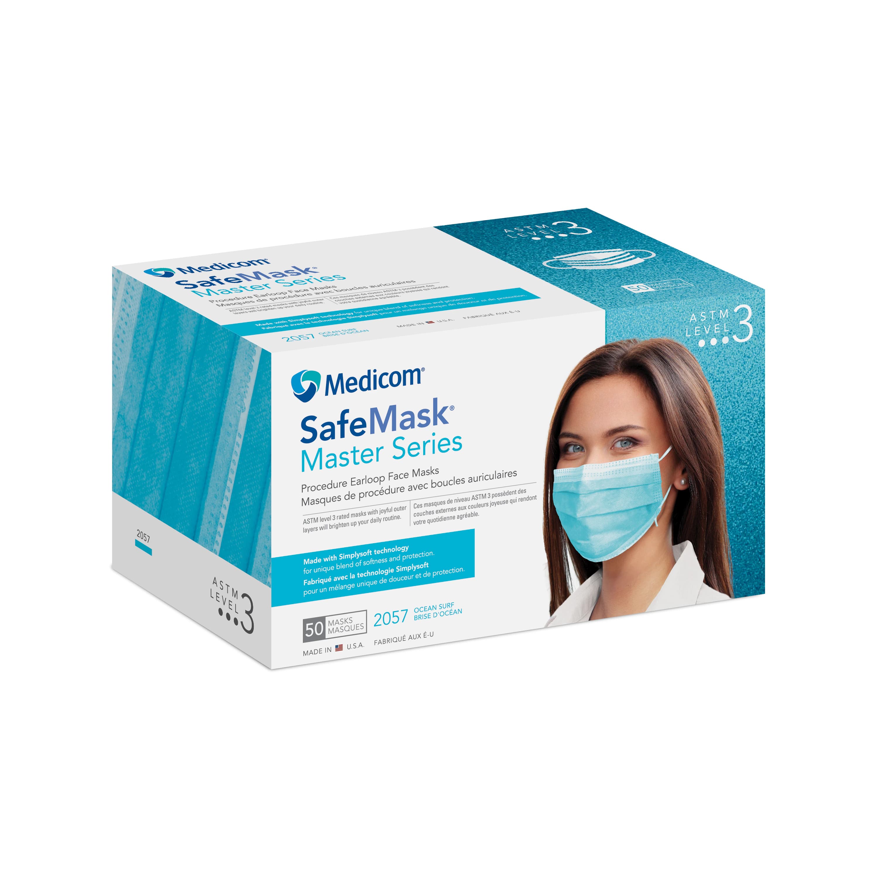 SafeMask Master Series Procedure Earloop Face Mask, ASTM Level 3, Ocean Surf (Aqua Marine), 50/Box, 2057 thumbnail 16