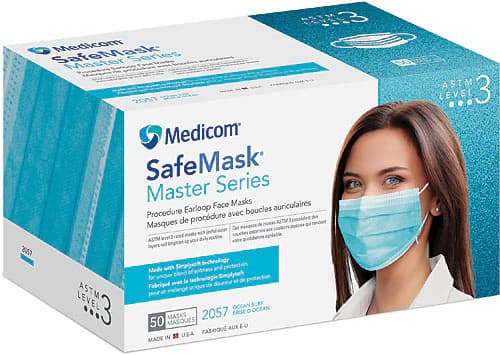 SafeMask Master Series Procedure Earloop Face Mask, ASTM Level 3, Ocean Surf (Aqua Marine), 50/Box, 2057 thumbnail 17