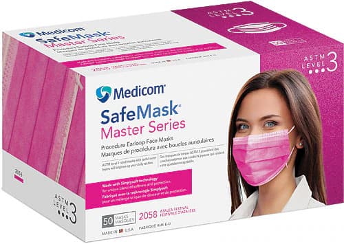 SafeMask Master Series Procedure Earloop Face Mask, ASTM Level 3, Azalea Festival (Bright Fuchsia), 50/Box, 2058 thumbnail 17
