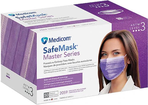 SafeMask Master Series Procedure Earloop Face Mask, ASTM Level 3, Southern Bellflower, 50/Box, 2059 thumbnail 17