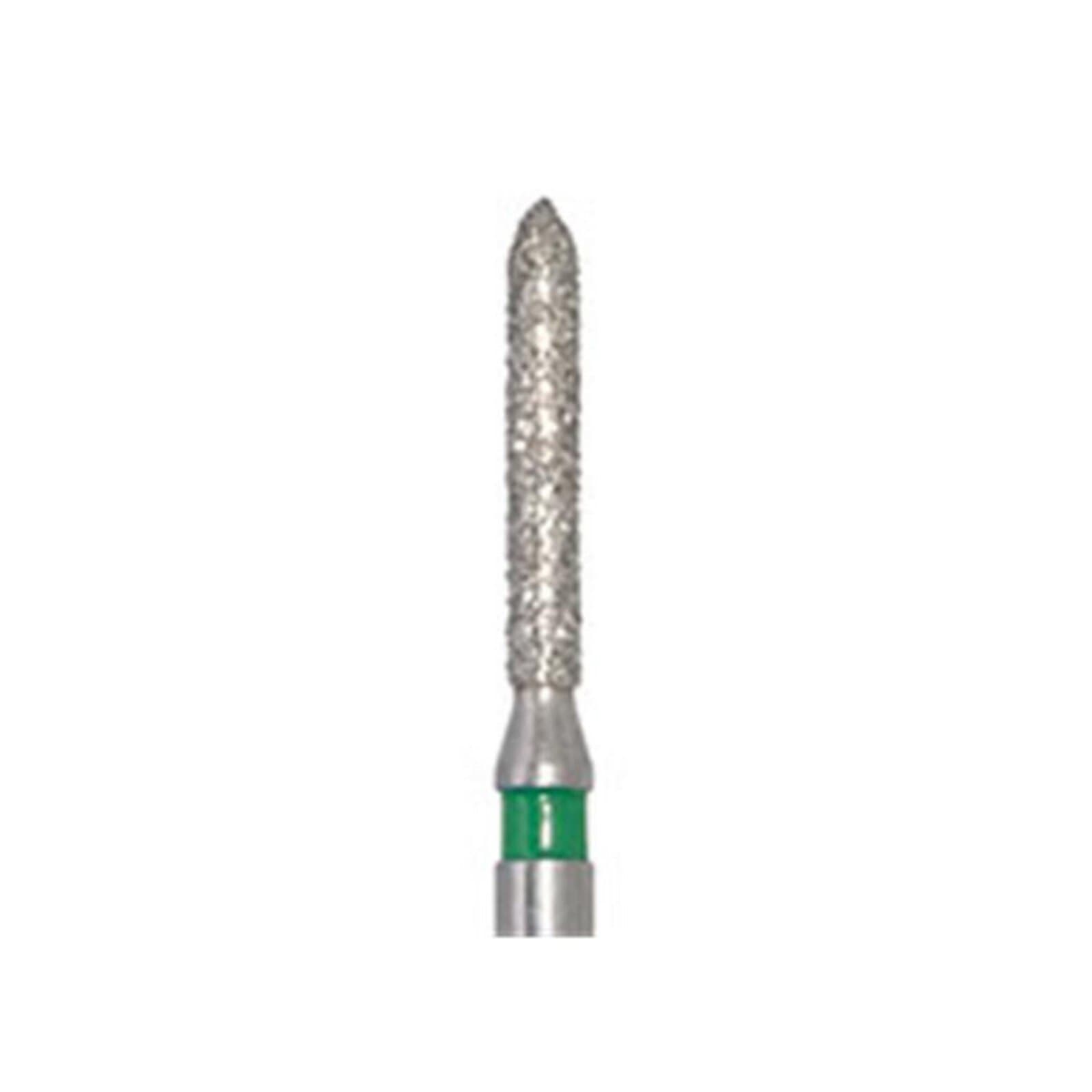 Meisinger 868G-014-FG Diamond Bur, FG, Coarse (Green), Torpedo/Cylinder with Bevel End, 1.4 mm Head Diameter, 8.0 mm Head Length, 5/Pkg thumbnail 3