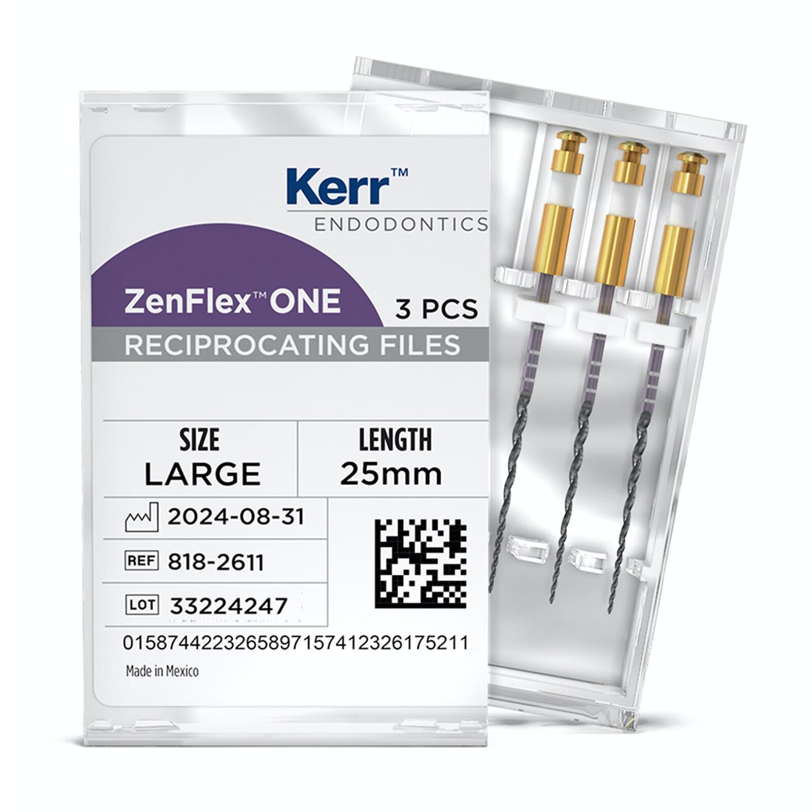ZenFlex™ ONE Reciprocating NiTi File, Large, White, .45/.06, 25mm, 3/Pk, 818-2611 thumbnail 9