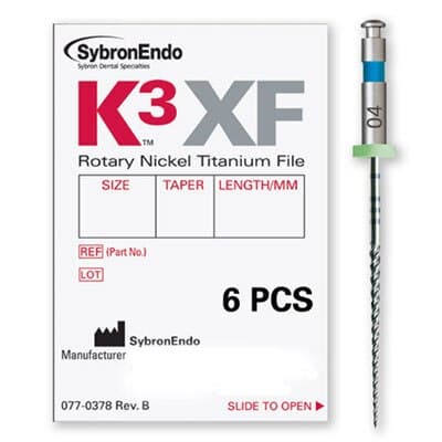 K3XF Nickel Titanium Rotary Files, #40, .12 Taper, 30mm, Black, 6/Pk, 823-2400 thumbnail 2