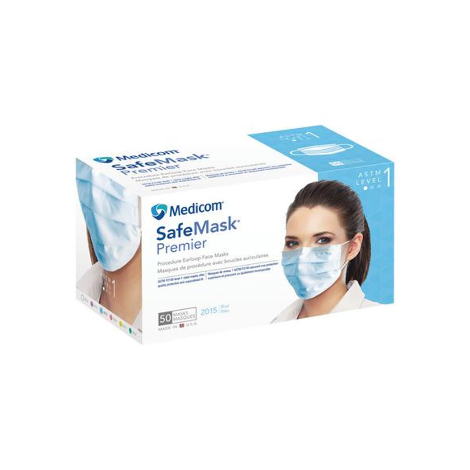SafeMask Premier Procedure Earloop Face Mask, ASTM Level 1, Blue, 50/Box, 2015 thumbnail 12