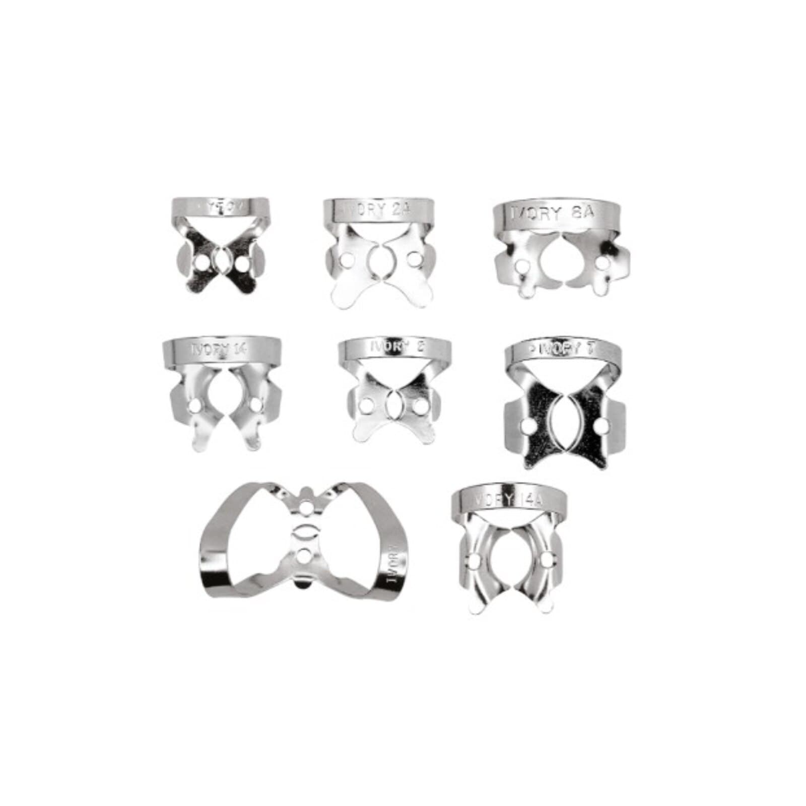Ivory Rubber Dam Clamp Starter Kit, Assorted Sizes (0, 2, 2A, 7, 8A, 9, 14, 14A), Stainless Steel, 8/Pk, 50057968 thumbnail 3