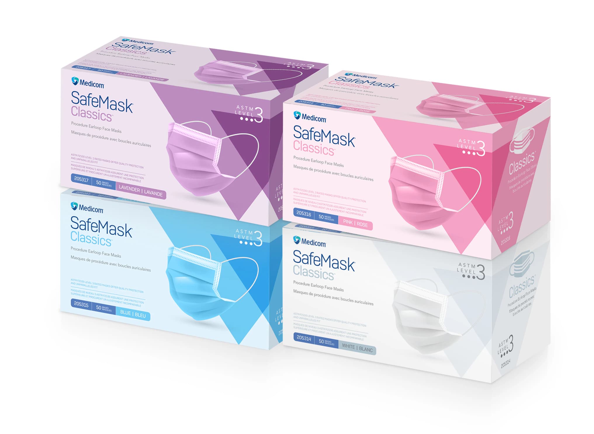 SafeMask® Classics™ Procedure Earloop Face Mask, ASTM Level 3, Pink, 50/Box, 205316 thumbnail 15