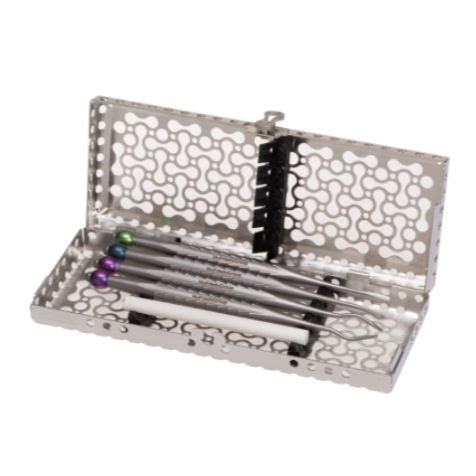 Hu-Friedy ProLux Luxating Elevators Kit of 4, 2.5mm Wide Tips, with Sharpening Stone and Cassette, PROLUXKIT4 - ProLux Luxating Elevators Kit of 4 - Image 1