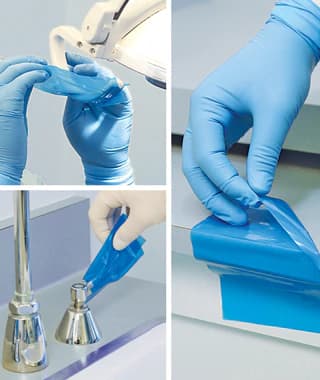 Crosstex Finger Lift Edge Barrier Film, Clear, 4" x 6", 2 mil, 1200 Sheets/Roll, BFCL thumbnail 7
