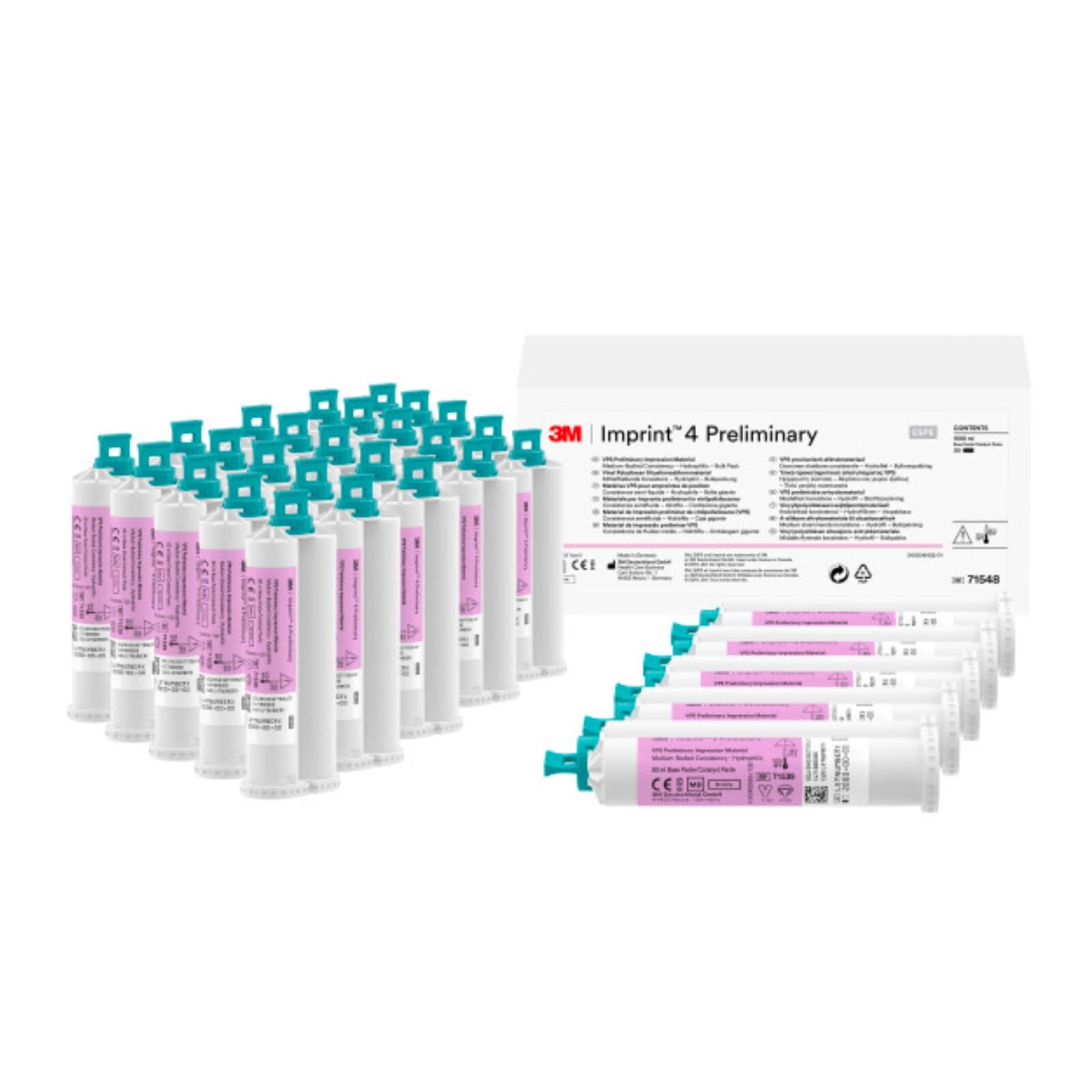 3M Imprint 4 Preliminary VPS Impression Material, Regular Set, Bulk Pack, 50 mL Cartridges, Pink, 30/Pk, 71548 thumbnail 3