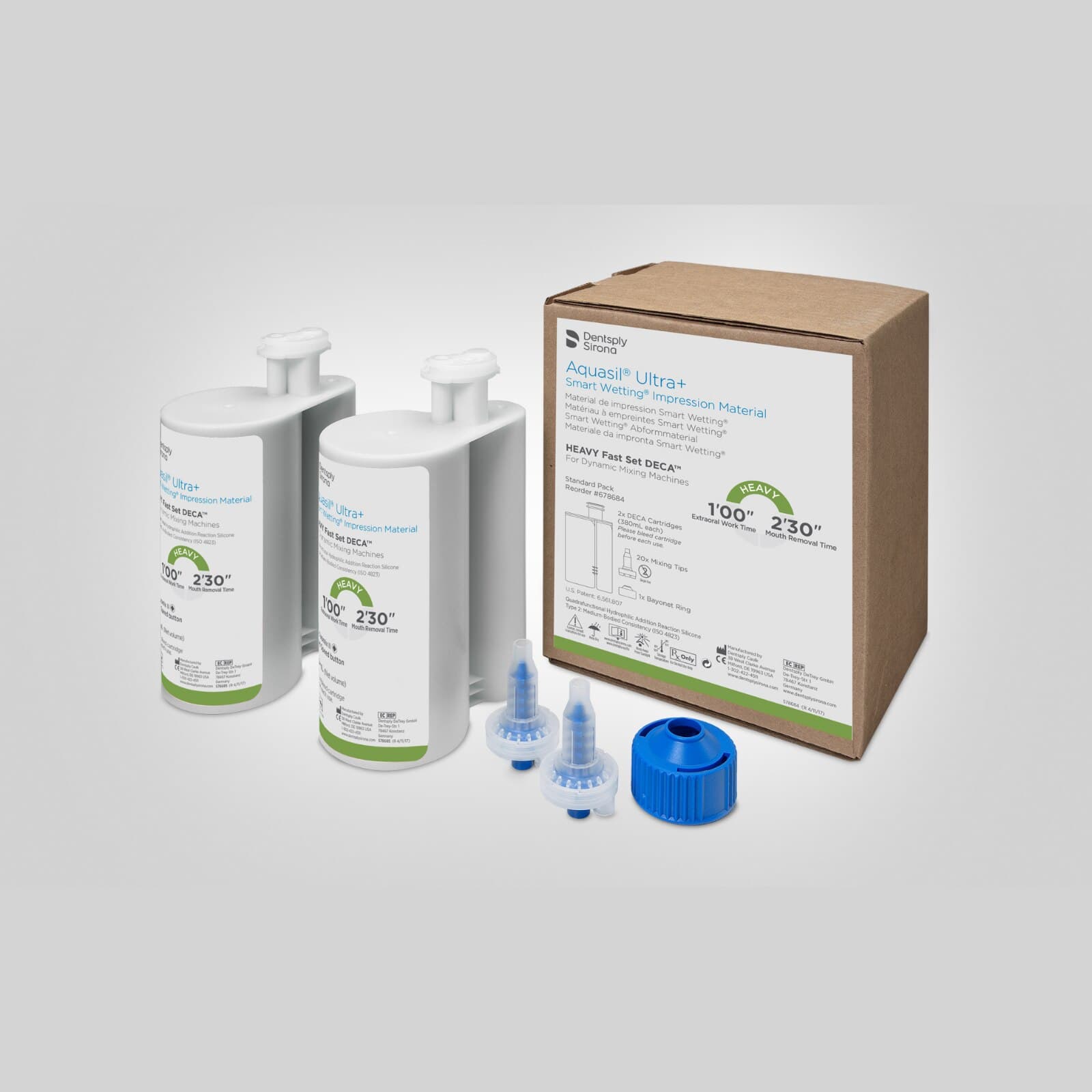 Aquasil Ultra+ DECA Smart Wetting VPS Impression Material, Heavy Body, Fast Set, Light Green, Mint, 380 mL, 2/Pk, 678684 thumbnail 6