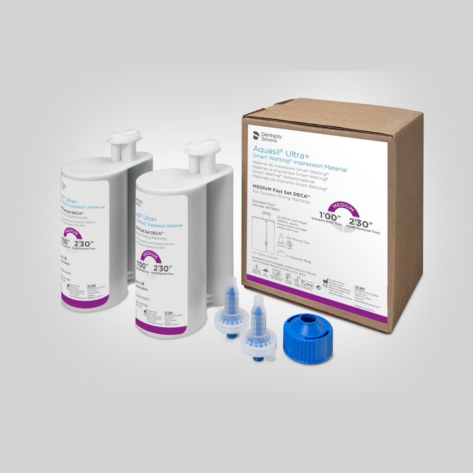 Aquasil Ultra+ DECA Smart Wetting VPS Impression Material, Cartridge Refill, Medium Body, Fast Set, Mint, Purple, 2 x 380 ml, 678697 thumbnail 4