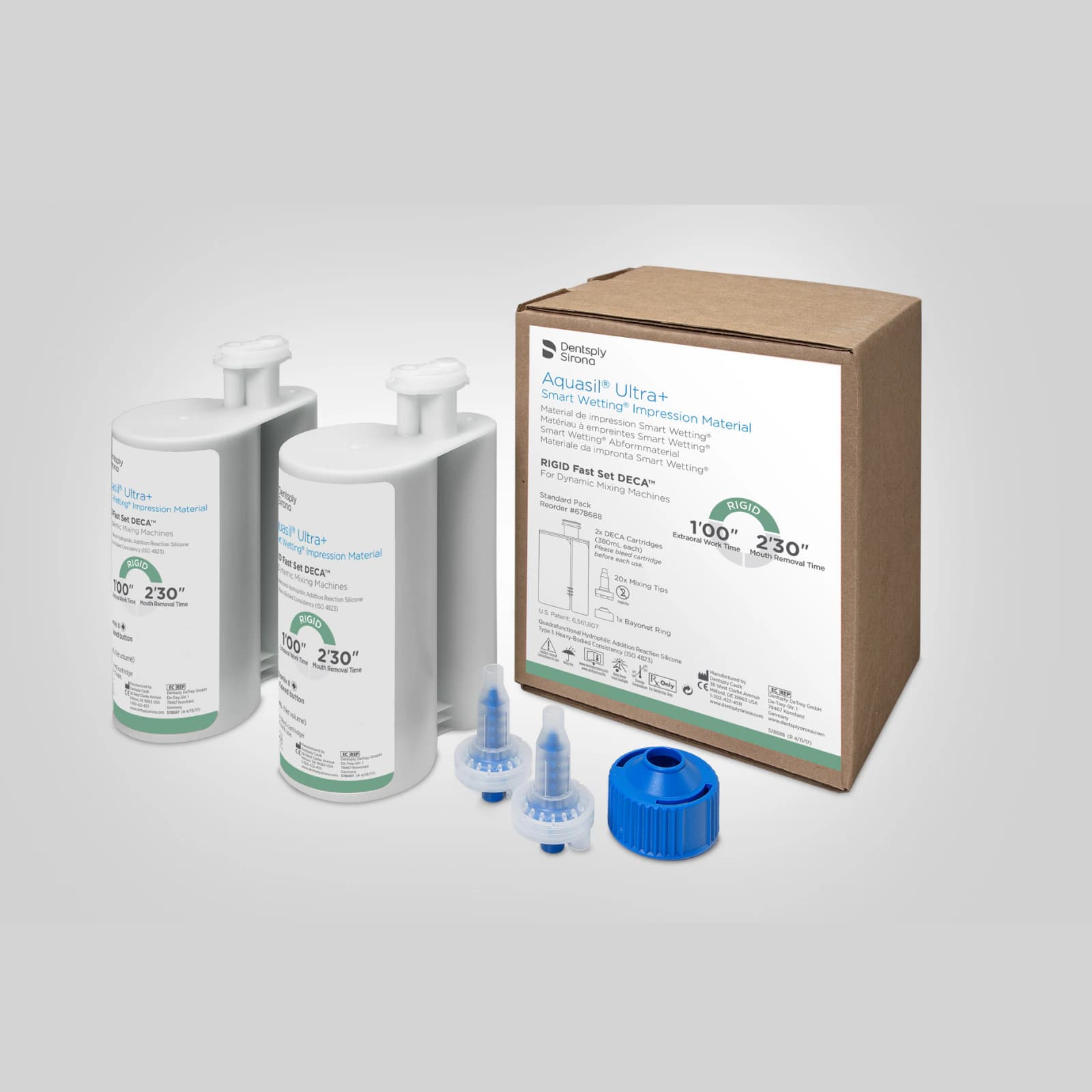 Aquasil Ultra+ DECA Smart Wetting VPS Impression Material, Rigid Body, Fast Set, Light Green, Mint, 380 ml Cartridge Refill, 2/Pk, 678688 thumbnail 4