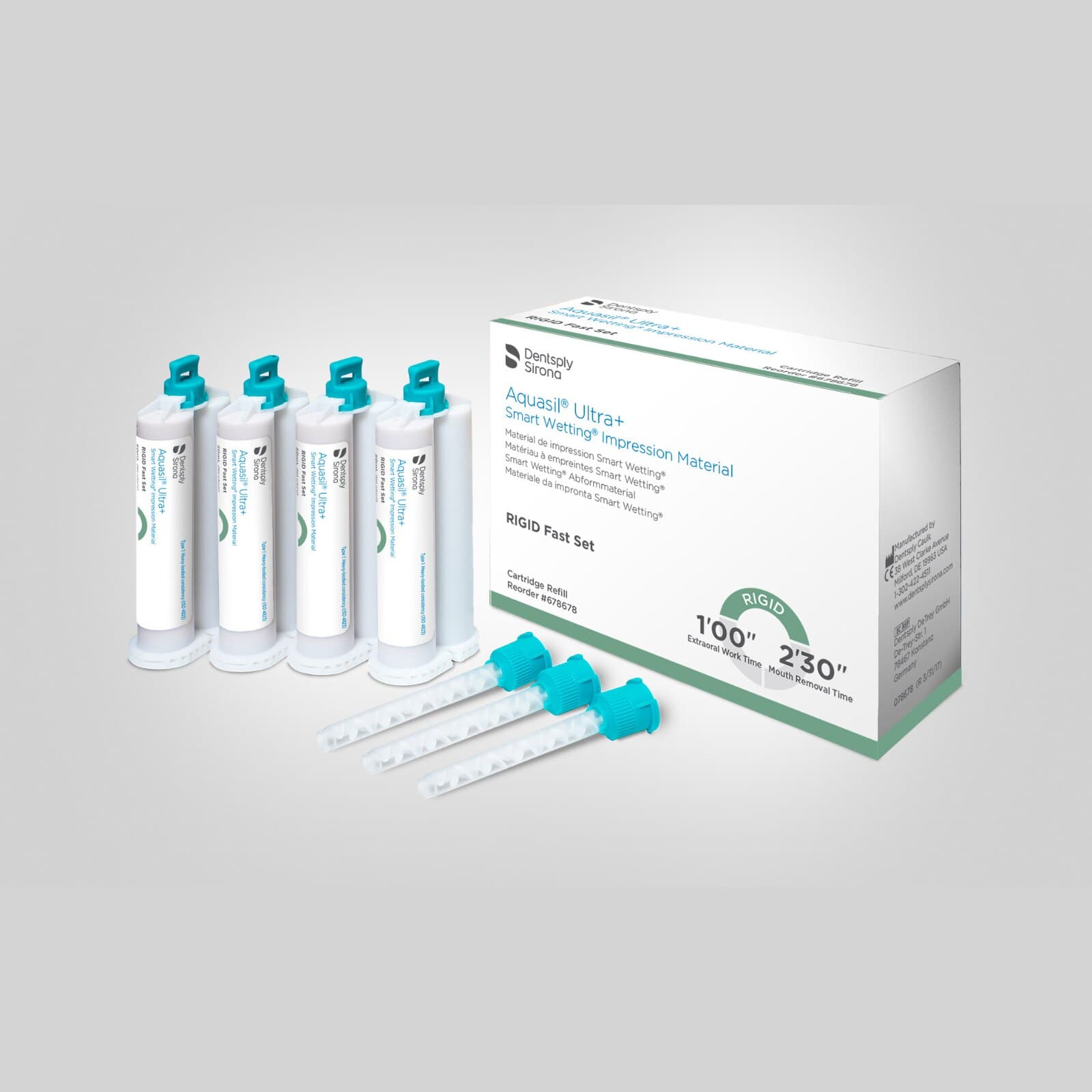 Aquasil Ultra+ Smart Wetting VPS Impression Material, Rigid Body, Fast Set, Light Green, Mint, 50 ml Cartridges, 4/Pk, 678678 thumbnail 4