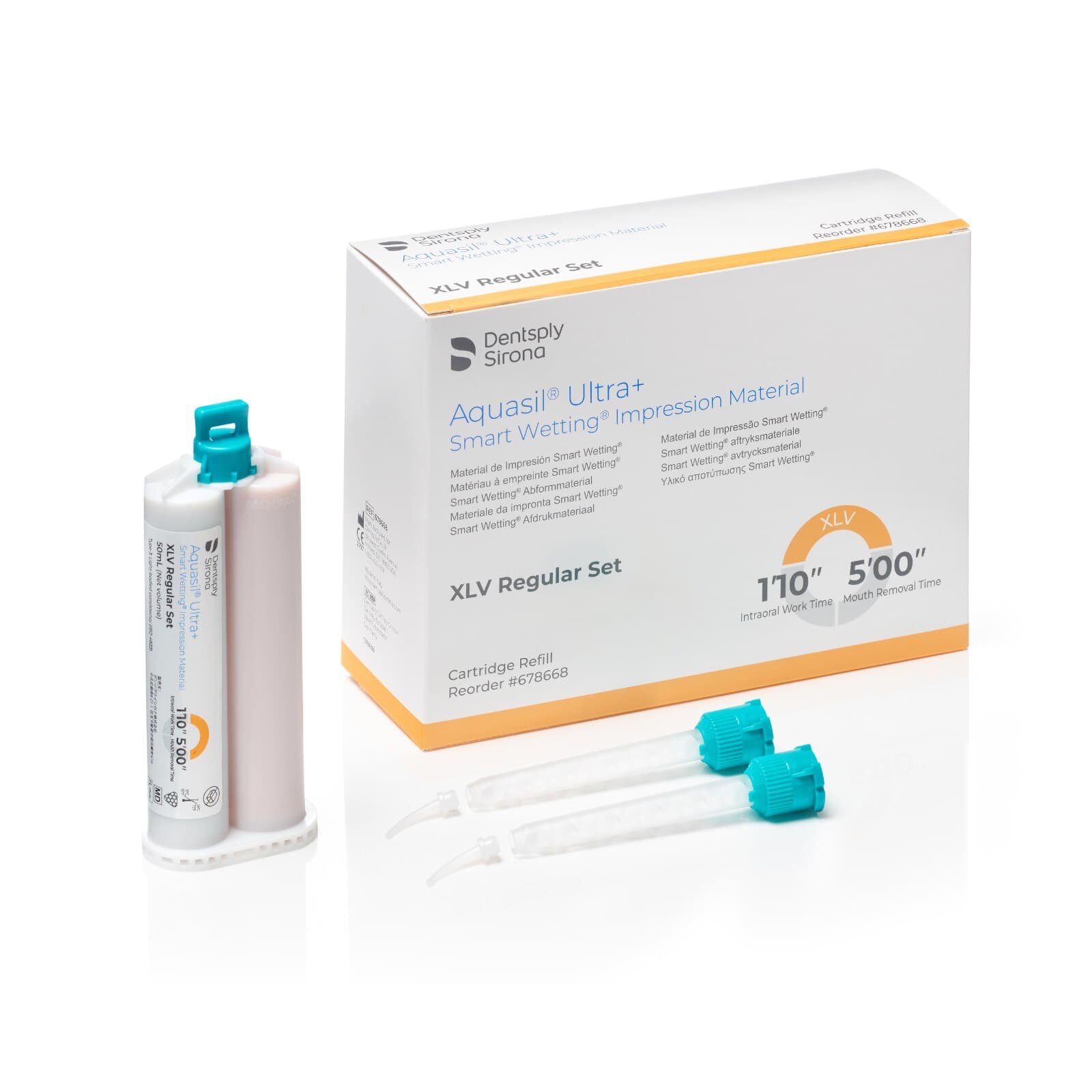 Aquasil Ultra+ Smart Wetting VPS Impression Material, Xtra Light Body (XLV), Regular Set, Mint, Orange, 50 ml Cartridges, 4/Pk, 678668 thumbnail 15
