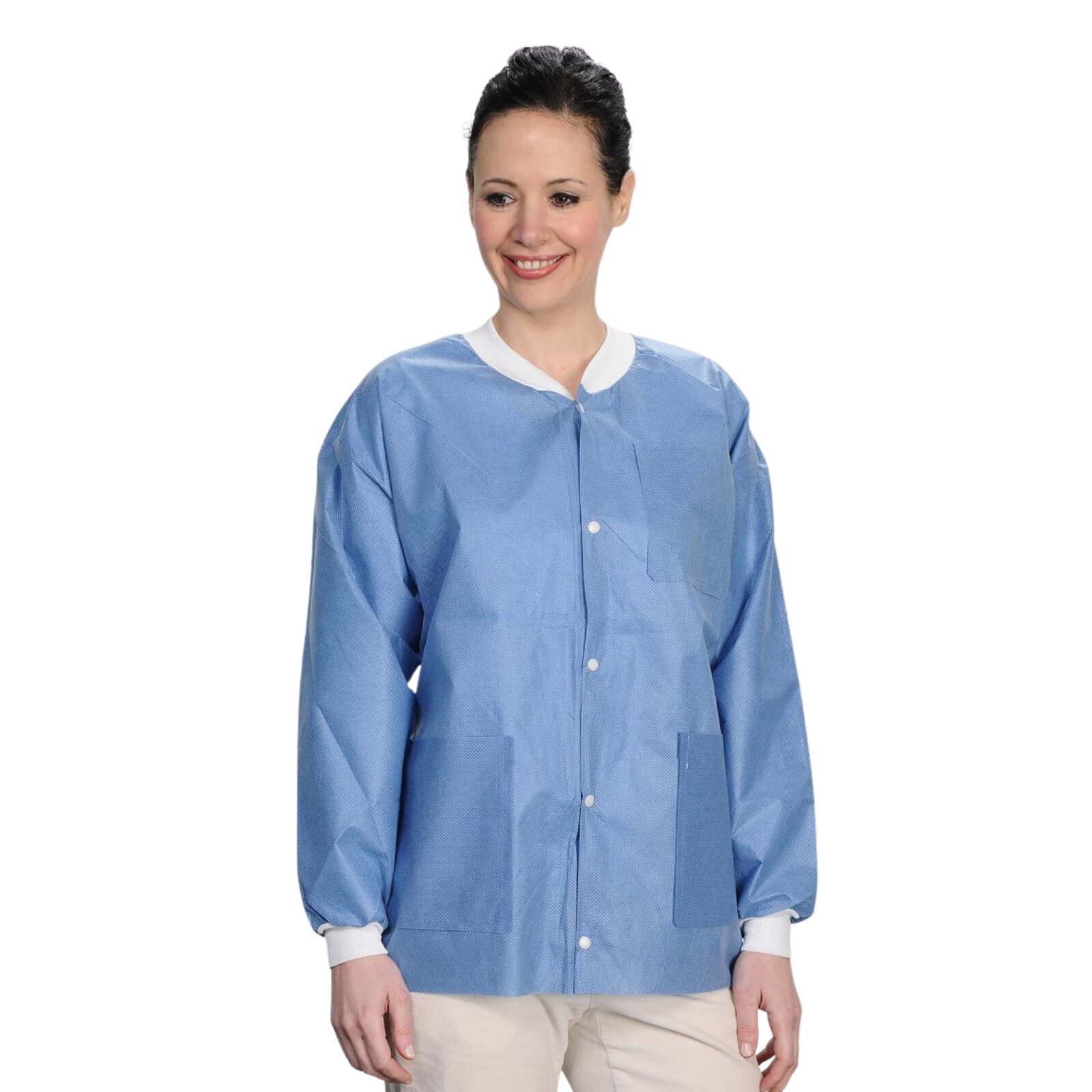 ValuMax Extra-Safe Hip Length Lab Jacket, Aqua, X-Small, 10/Pk thumbnail 2