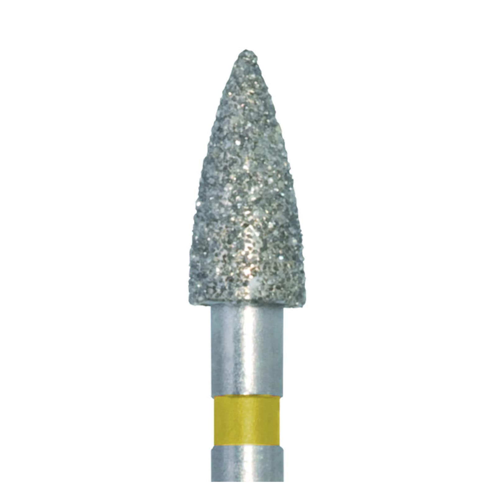 Meisinger 896C-025-FG Extra Fine Diamond Bur, Short Flame, Friction Grip, 2.5 mm, 5/Pack - #896C-025 Extra Fine Diamond Bur Short Flame FG Pack of 5 - Image 1