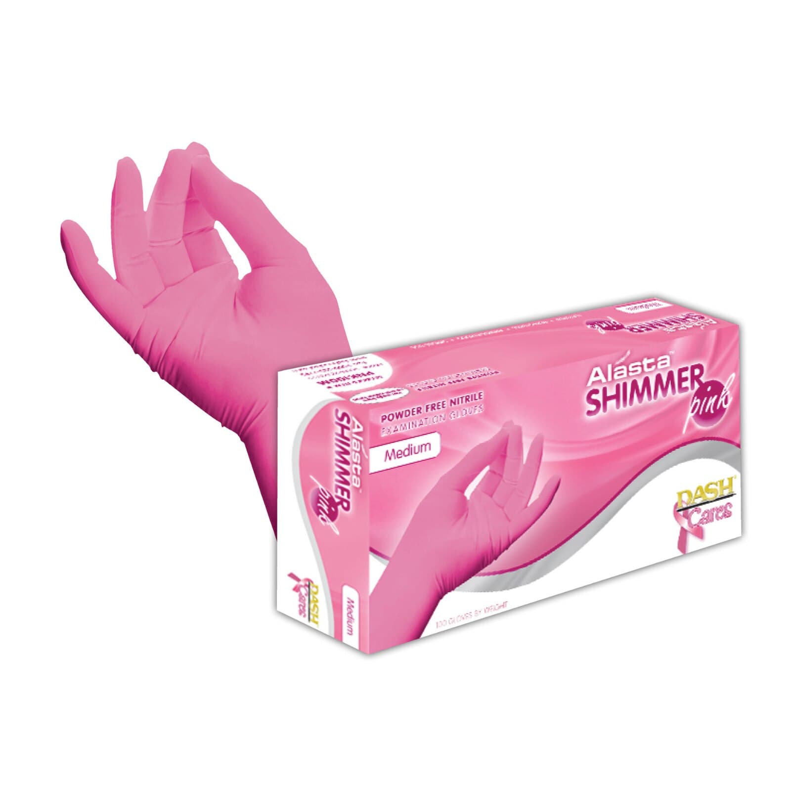 Alasta Shimmer Pink Nitrile Exam Gloves, Powder-Free, Non-Sterile, X-Small, Pink, 100/Box, PNK100XS thumbnail 10