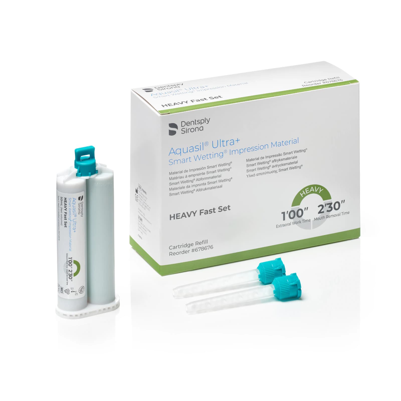 Aquasil Ultra+ Smart Wetting VPS Impression Material, Heavy Body, Fast Set, 50 ml, Light Green, Mint, Cartridge Refill, 4/Pk, 678676 thumbnail 7