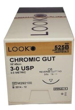 Look Chromic Gut Absorbable Suture, 3-0, 18" (45 cm), C-6 Reverse Cutting Needle, 3/8 Circle, 12/Pk, 525B thumbnail 8