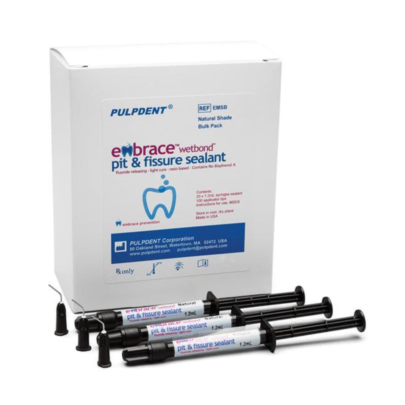 Pulpdent Embrace WetBond Pit & Fissure Sealant, Off-White, 1.2 mL Prefilled Syringes, Bulk Pack, 20/Pk, EMSWB thumbnail 2