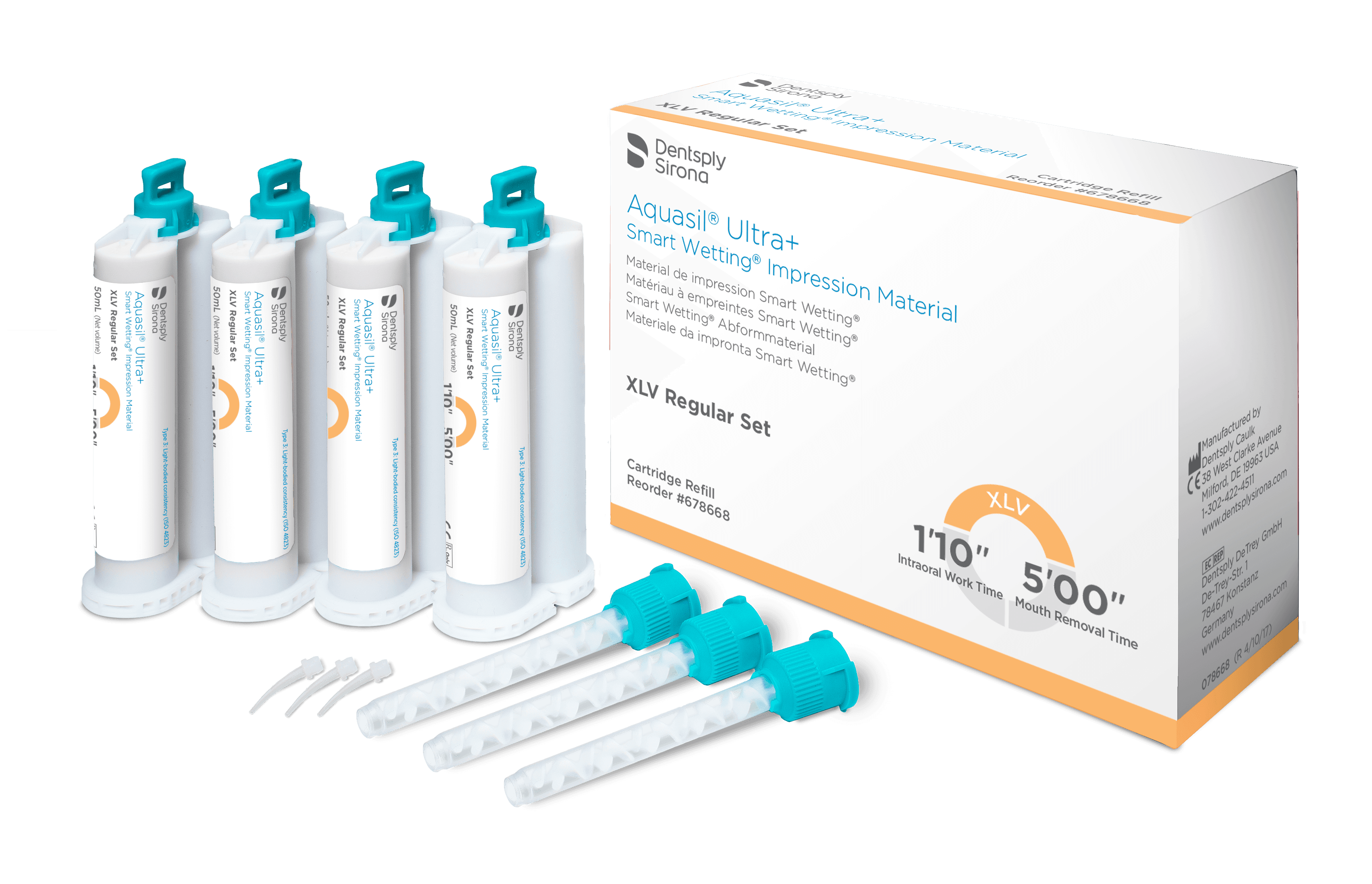Aquasil Ultra+ Smart Wetting VPS Impression Material, Medium Body, Fast Set, 50 ml Cartridge, Mint/Purple, 24/Pk, 678601 thumbnail 2