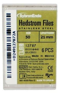 Kerr SybronEndo Hedstrom Files, Stainless Steel, 21 mm, Size #50, Yellow, 6/Pk, 12787 thumbnail 8