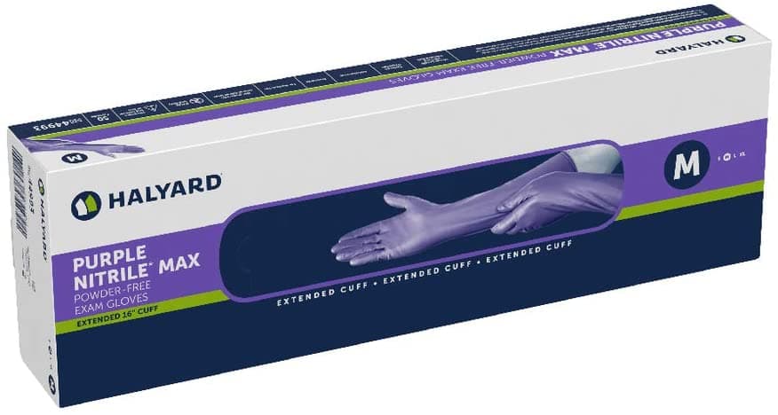 Purple Nitrile Max Exam Gloves, Powder Free, Latex Free, Extended 16" Cuff, Small, 50/Box, 44992 - Purple Nitrile Max Exam Gloves – Powder Free, 50/Pkg - Small - Image 1