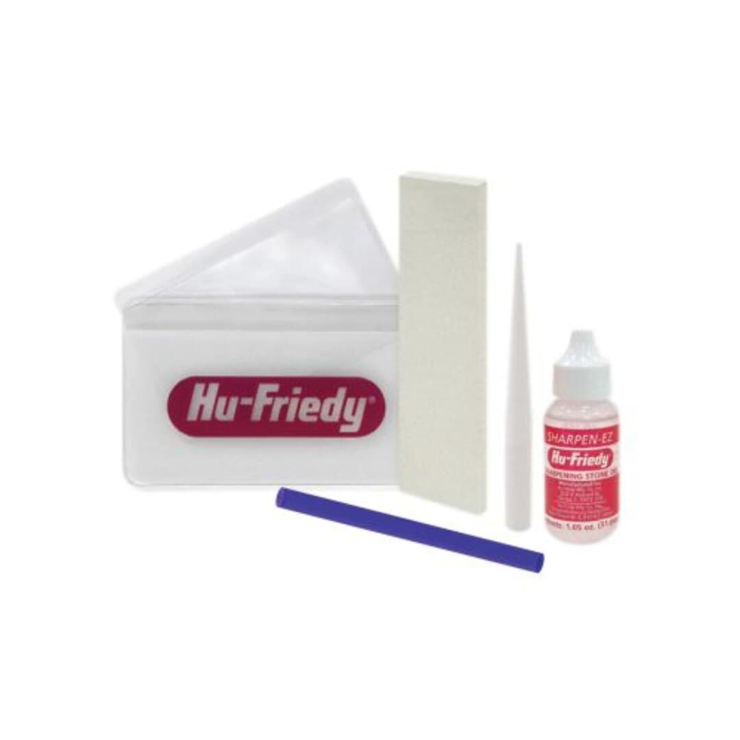 Hu-Friedy Arkansas Stone Instrument Sharpening Kit, Includes #4 Flat Stone, #299 Conical Stone, 5 Test Sticks, Sharpen-EZ Oil, Magnifying Lens, SSKITA thumbnail 2