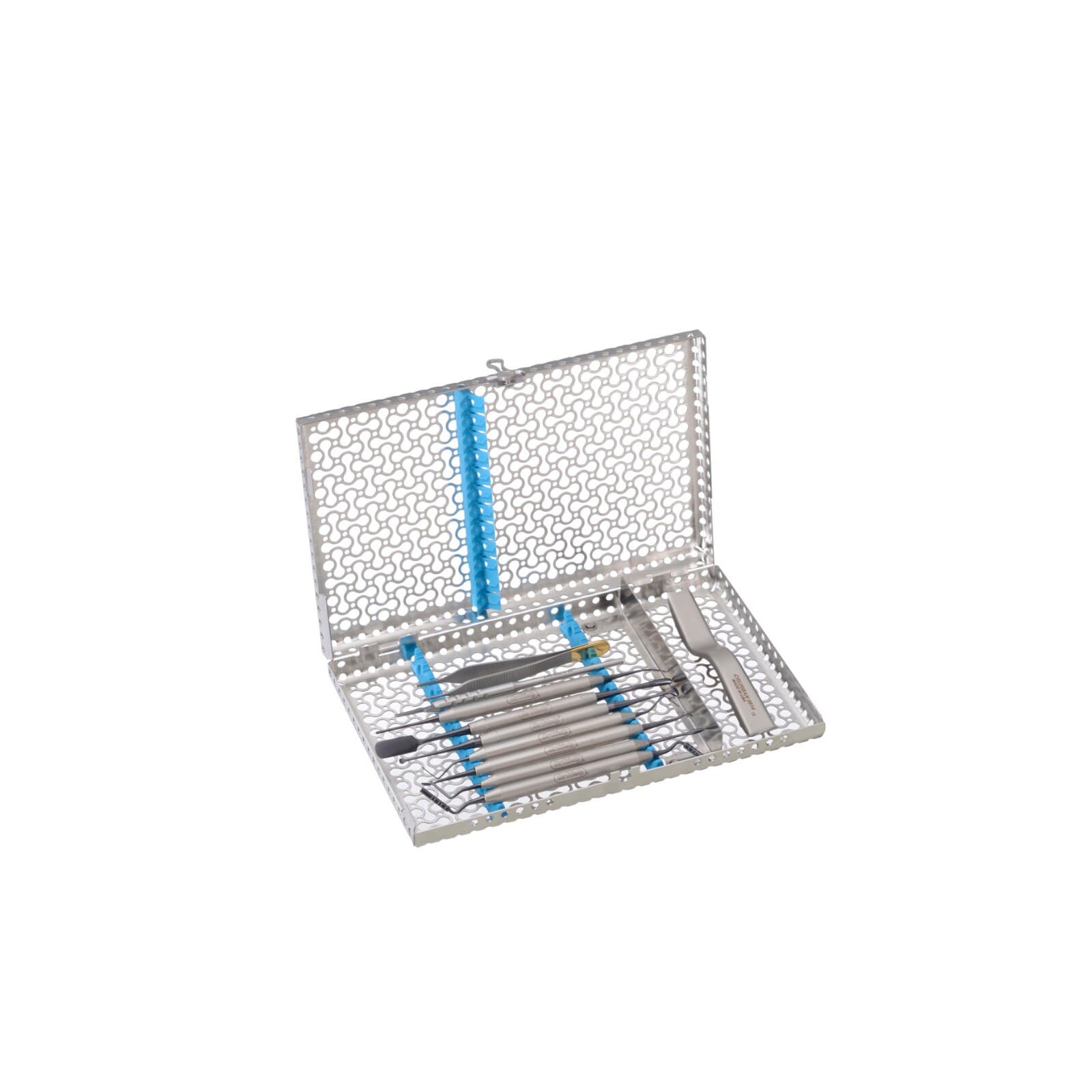 Hu-Friedy IMS Infinity Series 12-Instrument Cassette with Accessory Area, Stainless Steel, Ocean Blue, 11" x 1.25" x 8", IMN41211 thumbnail 2