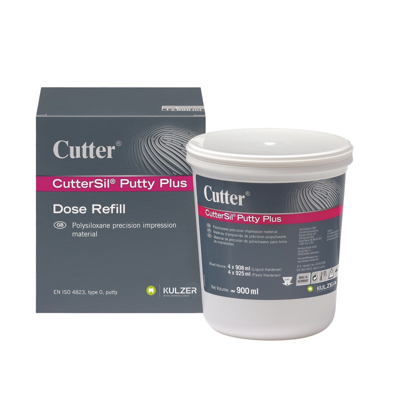 CutterSil Putty Plus Silicone Impression Material, 900 ml Tub, 65767038 thumbnail 3