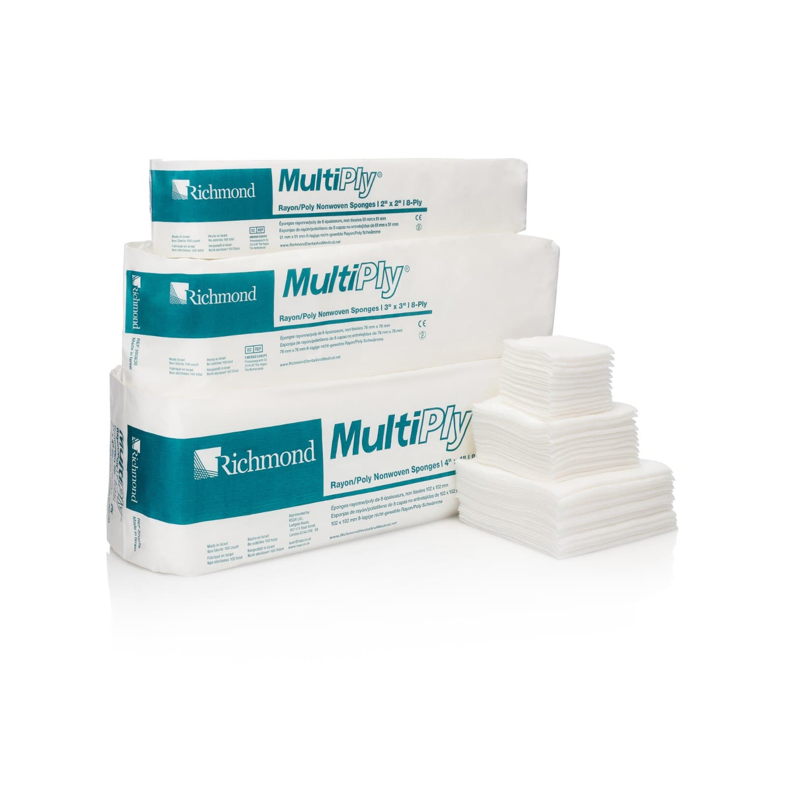 MultiPly Non-Woven Sponges, Rayon/Polyester, 4" x 4", 8-Ply, Non-Sterile, 2000/Case, 300639 thumbnail 4