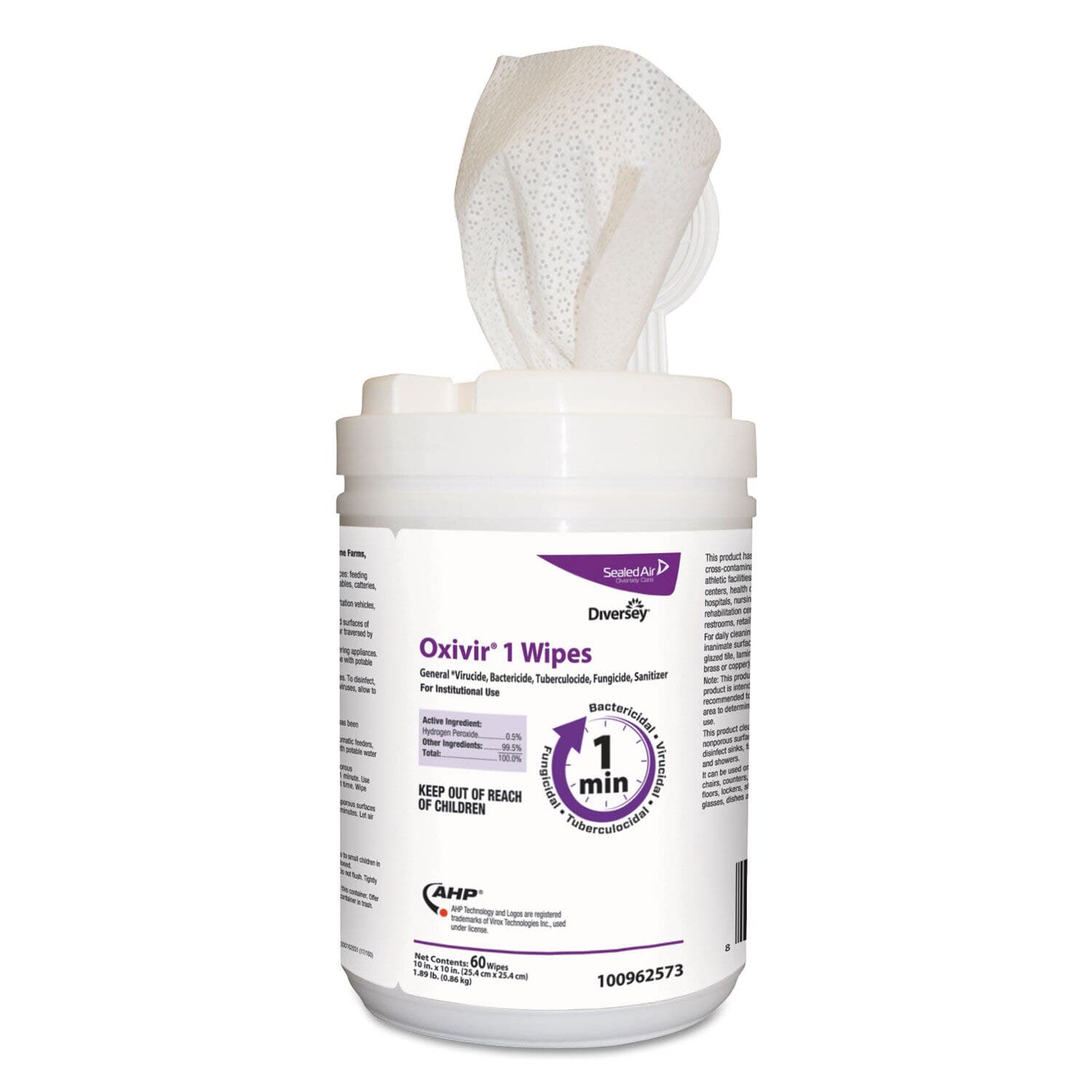 Diversey Oxivir 1 Surface Disinfectant Wipes, 6" x 7", 160 Wipes/Canister, 100850923 thumbnail 6