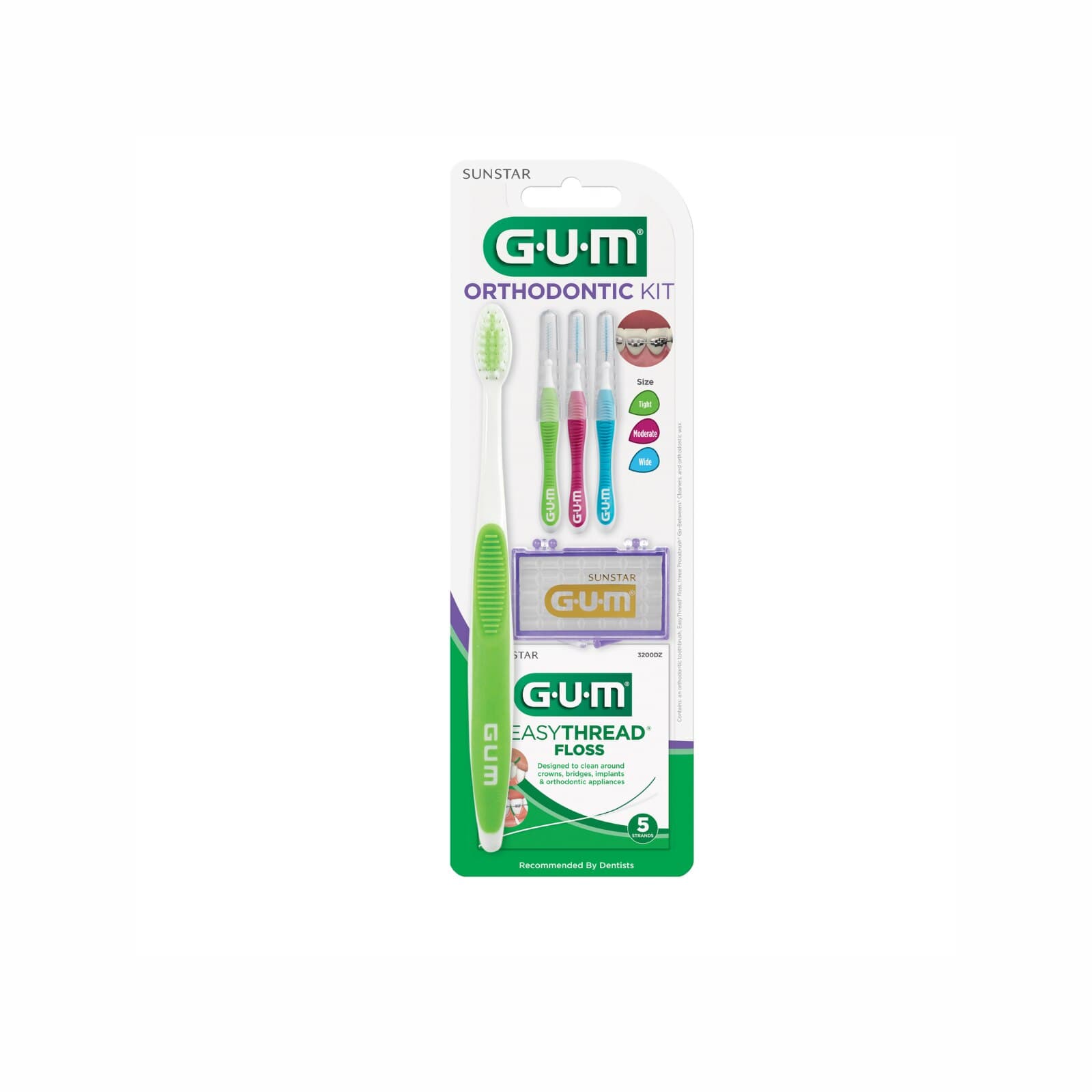 GUM Orthodontic Braces Hygiene Kit, Clear Case, 12 Kits/Pack, 124PQ - Orthodontic Dental Kit Clear Case 12Cs - Image 1