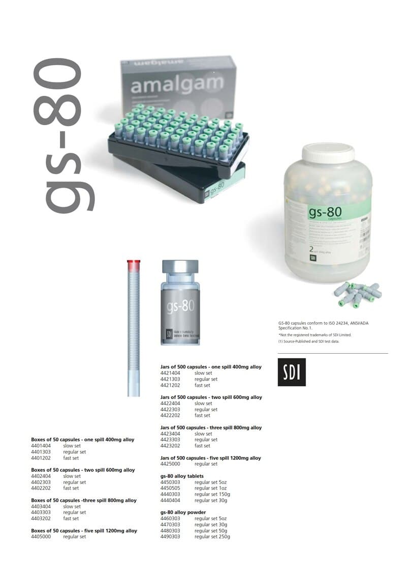 SDI GS-80 Dispersed Phase Amalgam Capsules, 2 Spill, 600 mg, Regular Set, Light Green/Blue, 50/Pkg, 4402303 thumbnail 11