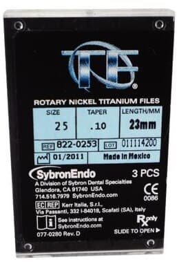 Kerr TF Twisted Files Rotary NiTi File, #25, 0.10 Taper, 23 mm, Red, 3/Pk, 822-0253 thumbnail 9