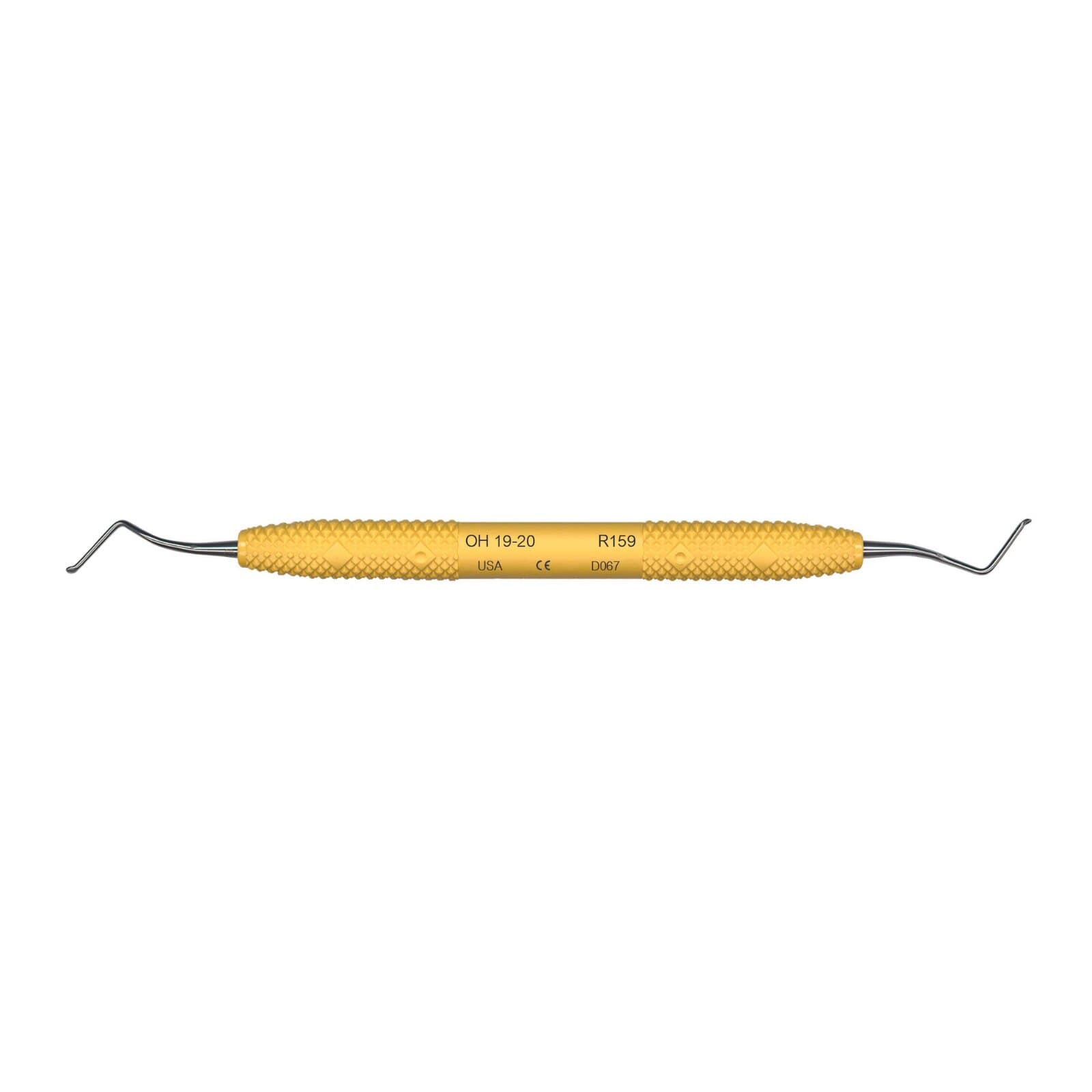 PDT O'Hehir New Millennium 19-20 Debridement Curette, Double End, Yellow Resin Handle, R159 thumbnail 2