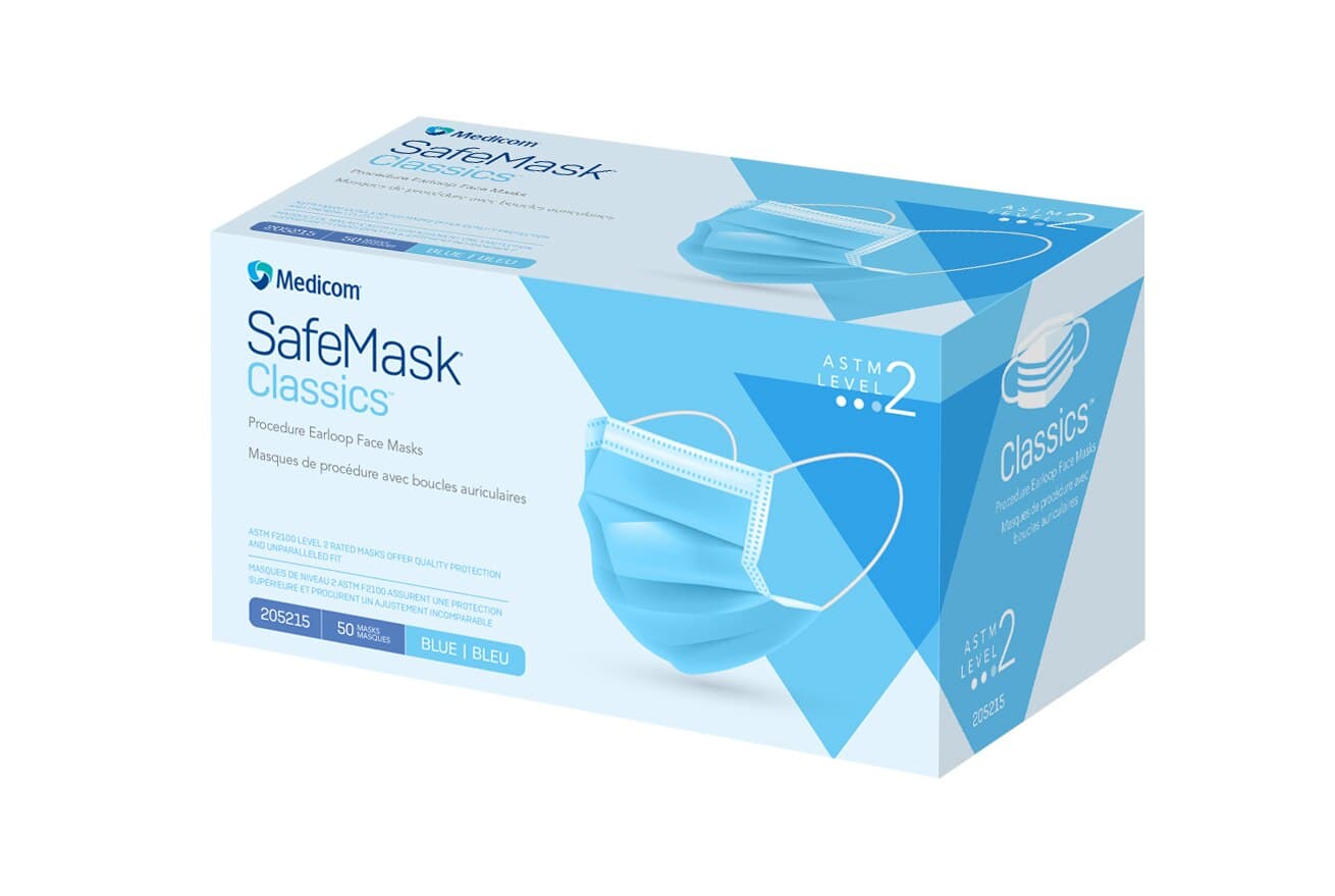 SafeMask® Classics™ Procedure Face Mask, ASTM Level 2, Ear Loop, Blue, 50/Box, 205215 thumbnail 2