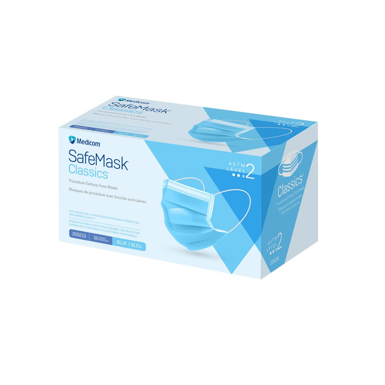 SafeMask® Classics™ Procedure Face Mask, ASTM Level 2, Ear Loop, Blue, 50/Box, 205215 thumbnail 3