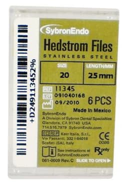 Sybron Endo Hedstrom Files, Stainless Steel, 25 mm, Size #20, Yellow, 6/Pk, 11345 thumbnail 12