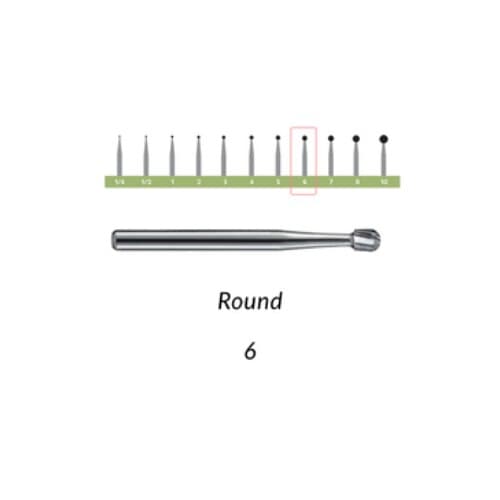 Alpen Operative Surgical Carbide Burs, FG, Round, #6, 1.8 mm, 100/Pk, R100006C thumbnail 7
