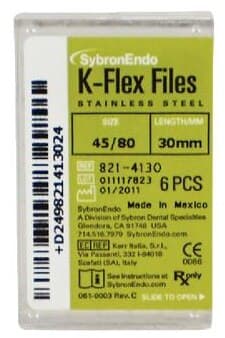 Kerr K-Flex Endodontic Files, Stainless Steel, 30mm, Assorted #45-80, 6/Pkg, 821-4130 thumbnail 9
