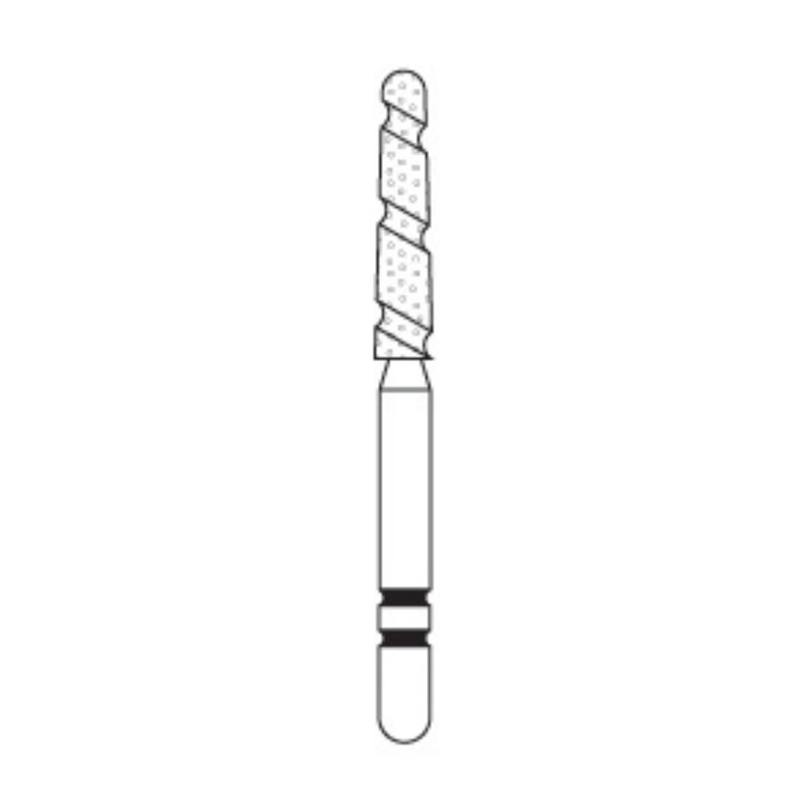 Two Striper TS2000 Diamond Bur, FG, Round-End Taper, #2005.9, Coarse, Green, 1.8 mm Major/1.3 mm Minor Diameter, 9.0 mm Length, 5/Pkg, 2000059 thumbnail 3