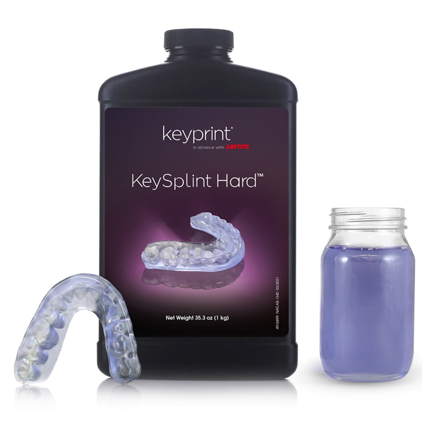 KeySplint Hard Biocompatible 3D Printing Resin, Light Violet Translucent, 1 kg Bottle, 4220004 thumbnail 4