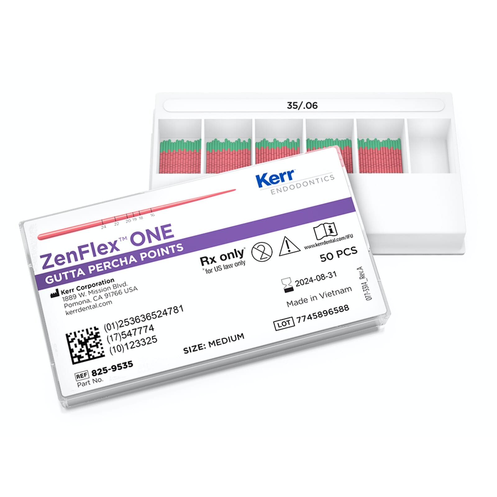 Kerr ZenFlex ONE Gutta Percha Points, Medium, Size 35/.06 Taper, Green, 50/Pk, 825-9535 thumbnail 3