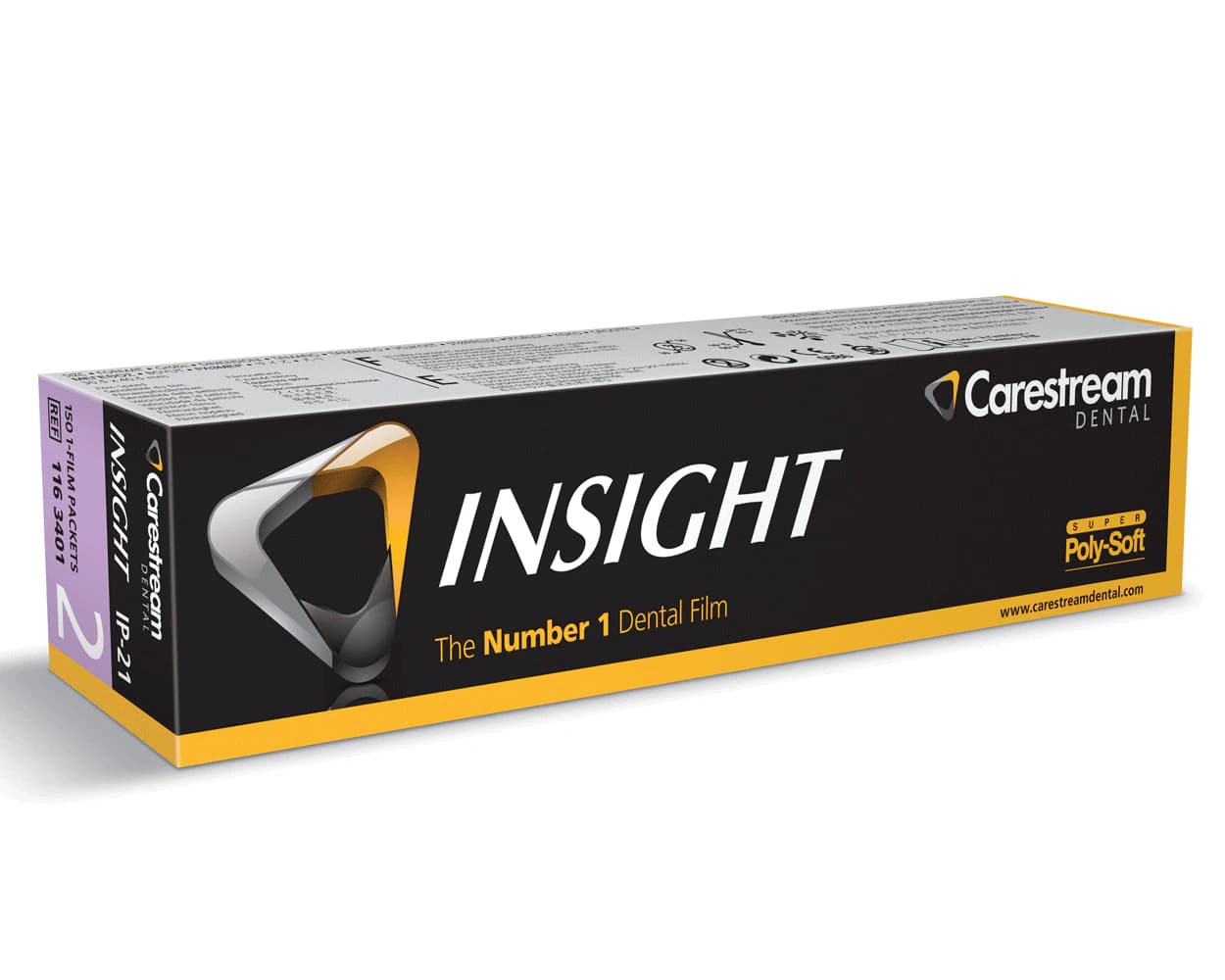 Carestream Insight IP-21 Size 2 Periapical Dental X-Ray Film, F-Speed, Single Super Poly-Soft Packets, 150/Box, 1163401 thumbnail 10