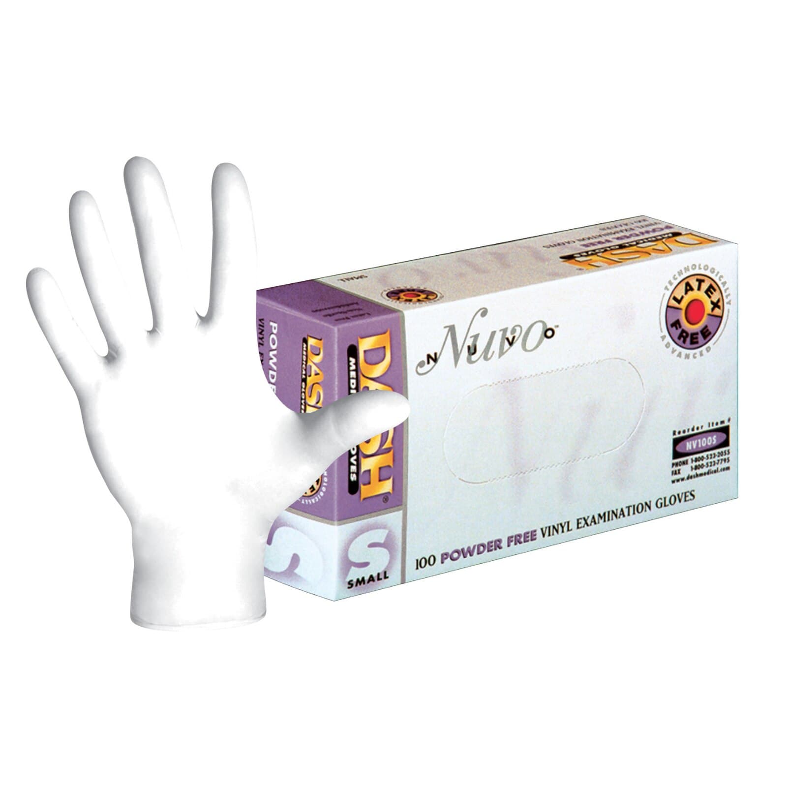 Nuvo Vinyl Exam Gloves, Powder-Free, Non-Sterile, Small, White, 100/Box, NV100S thumbnail 10